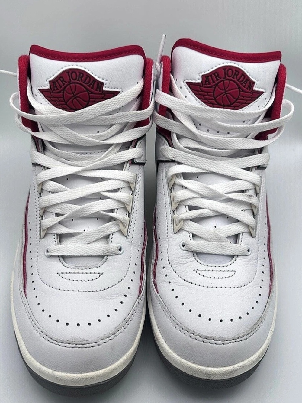 Nike Air Jordan 2 High Top Sneakers White & Red US 7Y